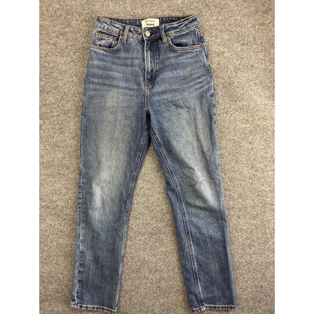 Reformation Jeans Womens 27 Blue Liza Ultra High Rise Slim Straight Denim Pants